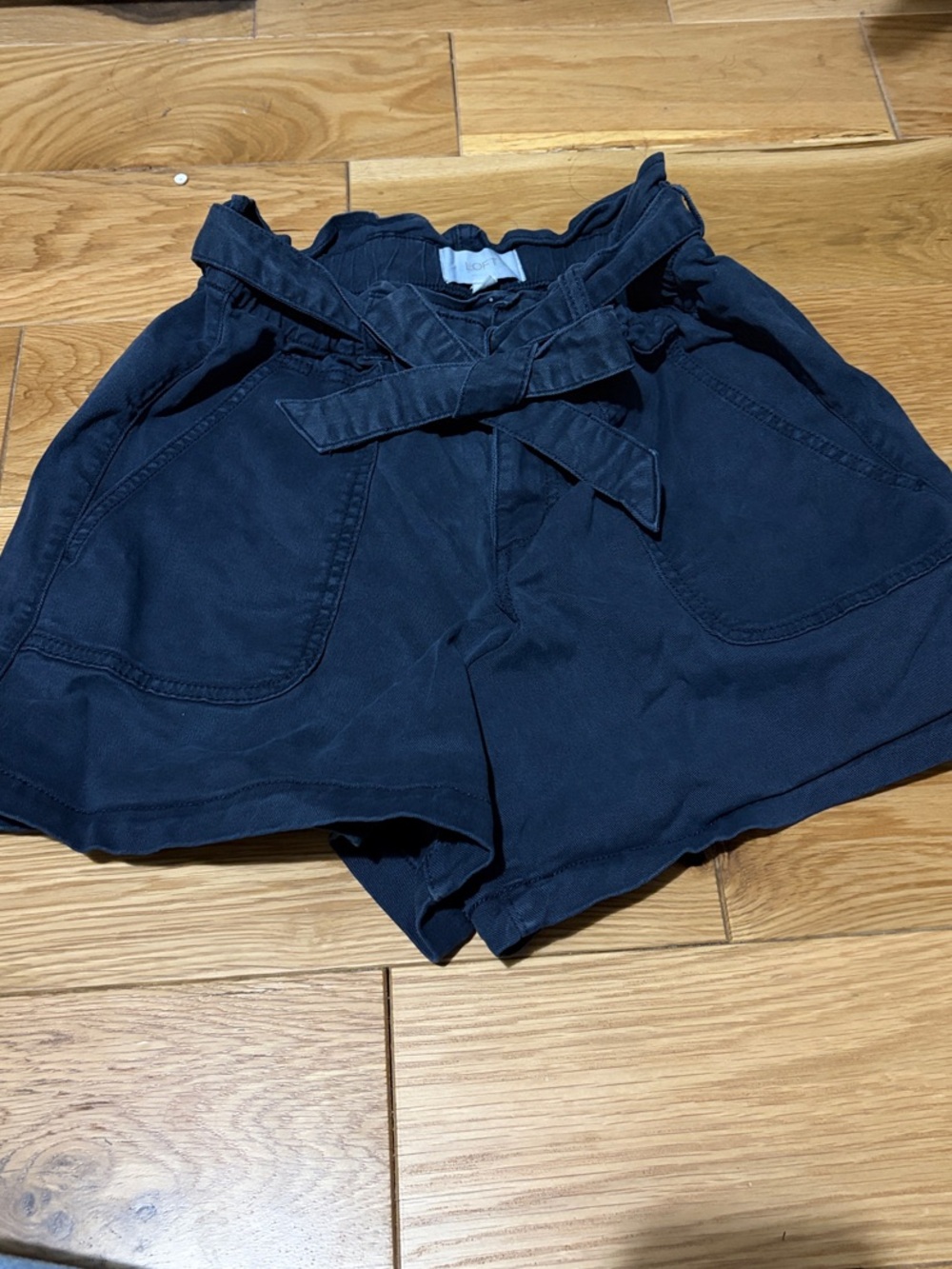 LOFT Navy Paperbag Waist Tie Shorts